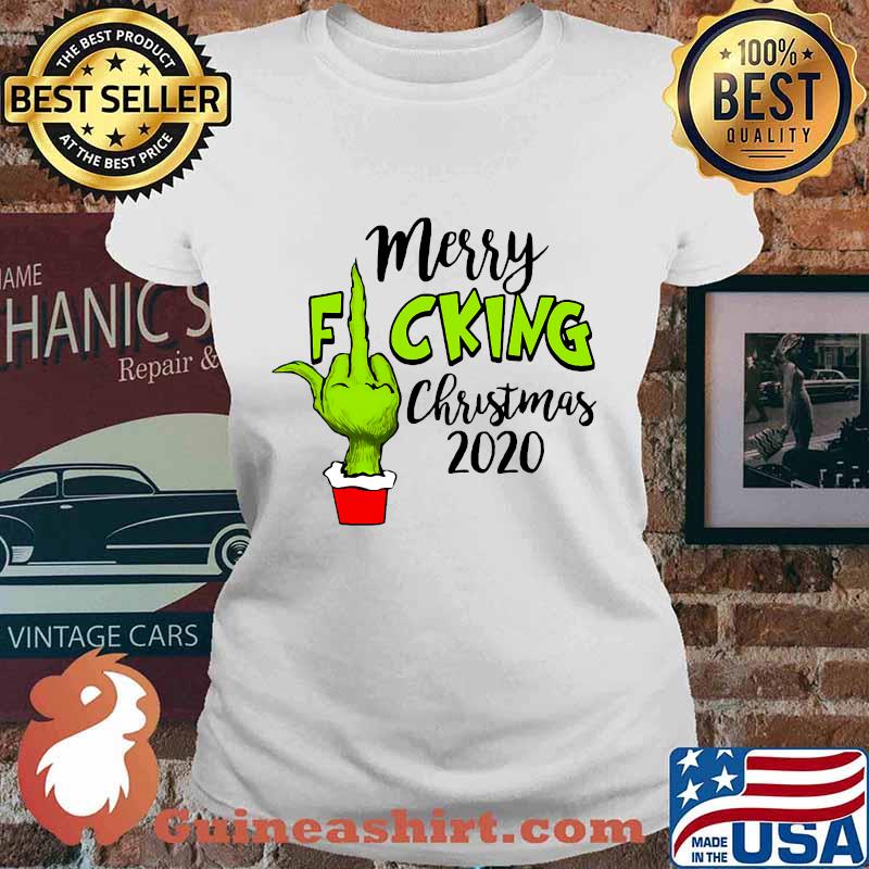 Merry fucking christmas santa g rinch middle finger hand 2020 s Ladies tee