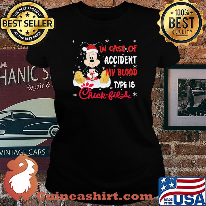 Mickey mouse in case of accident my blood type is chick-fil-a s Laides tee