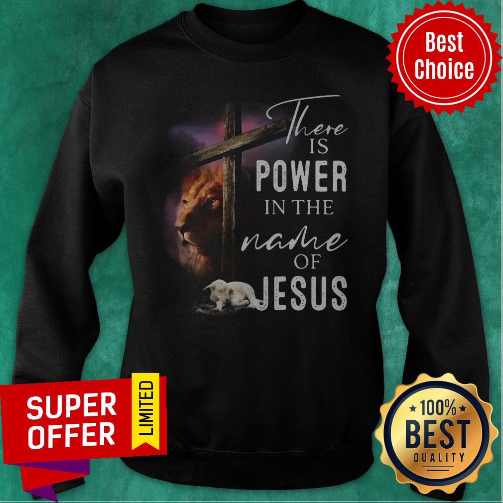 Official Lion And Goat There Is Power In The Name Of Jesus Shirt - Image 2