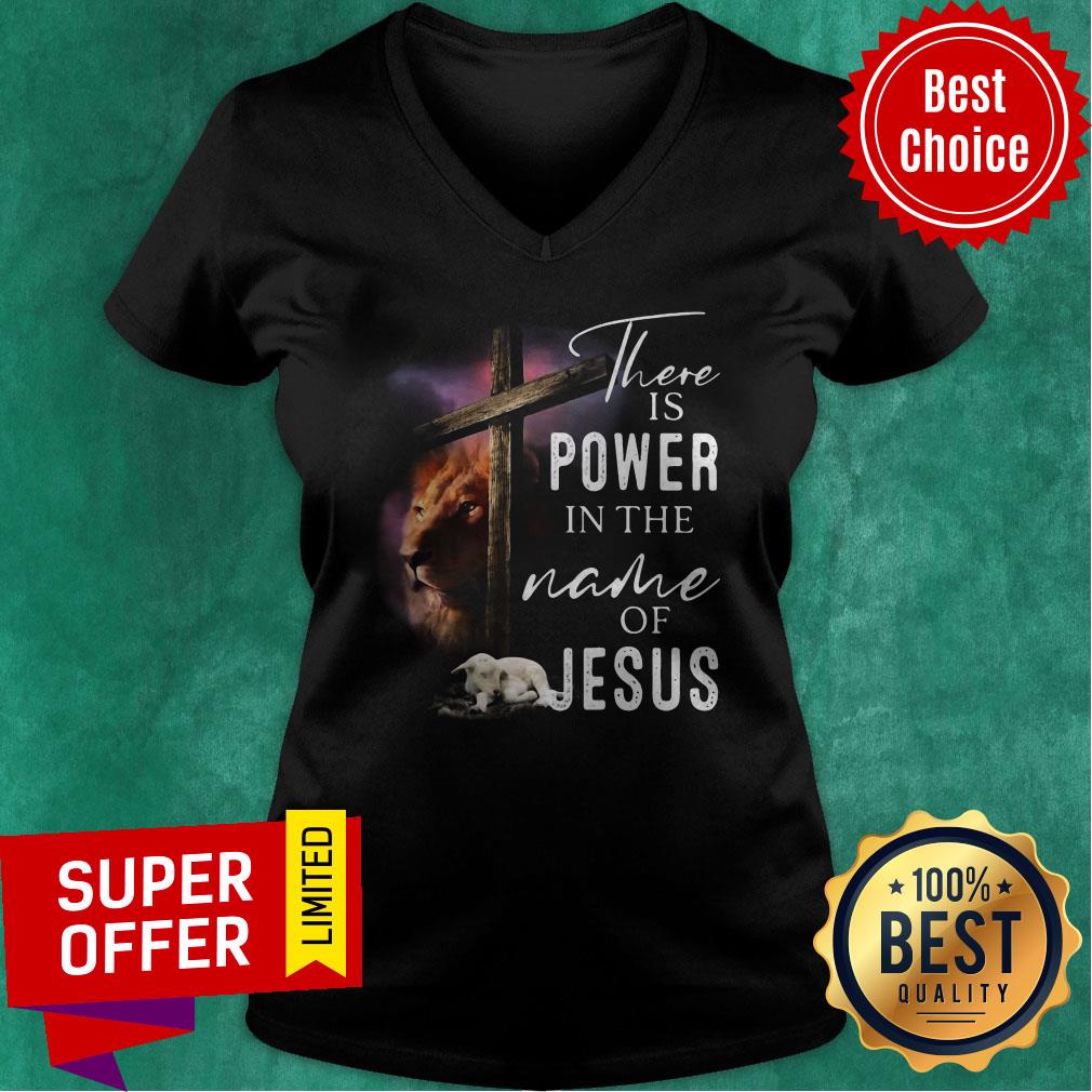 Official Lion And Goat There Is Power In The Name Of Jesus Shirt - Image 4