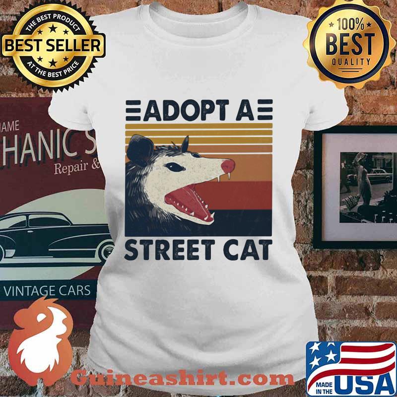Opossum Adopta Street Cat Vintage Retro Shirt Ladies tee