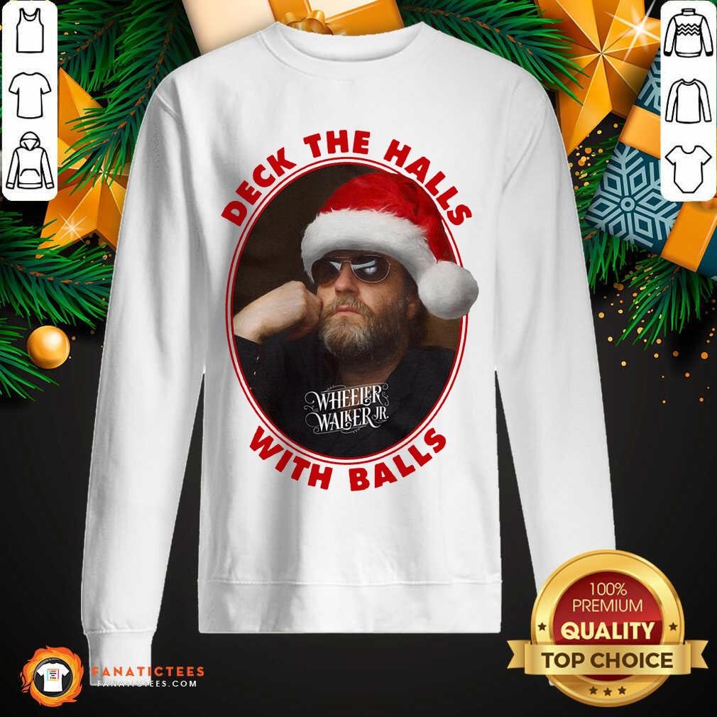 Original Wheeler Walker Jr Deck The Halls With Balls Christmas T-Shirt - Image 5