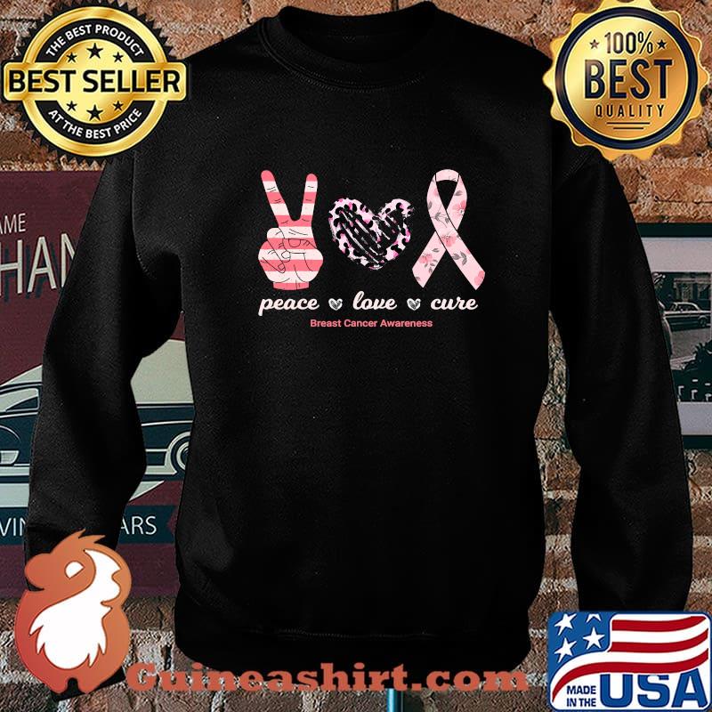 Peace Love Cure Pink Ribbon Breast Cancer Awareness Shirt Sweater