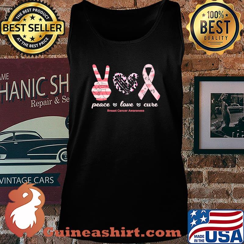 Peace Love Cure Pink Ribbon Breast Cancer Awareness Shirt Tank top