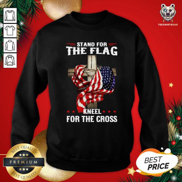 Pretty American Stand For The Flag Kneel Dot The Cross Shirt - Image 4