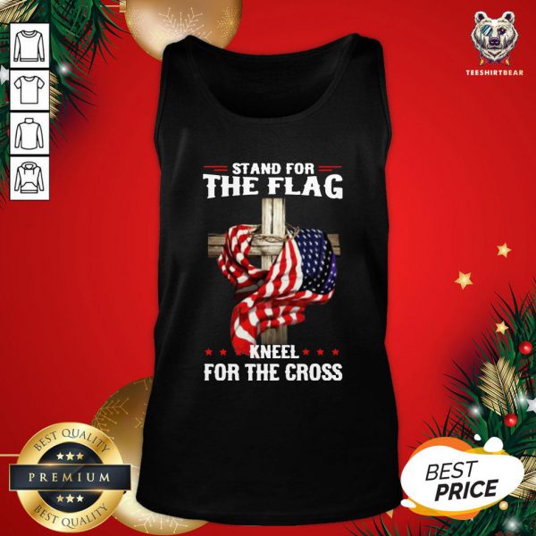 Pretty American Stand For The Flag Kneel Dot The Cross Shirt - Image 3