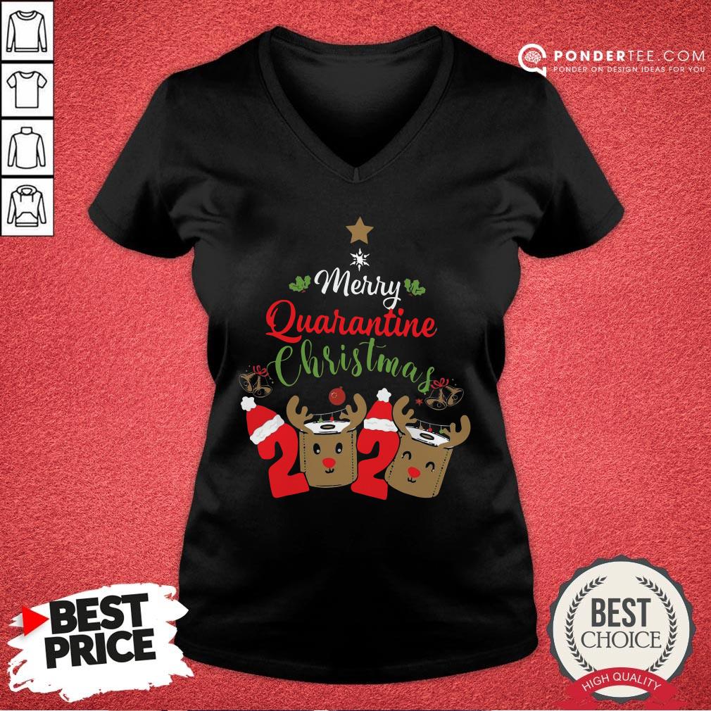 Hot Merry Quarantine Christmas 2020 Toilet Paper Reindeer Shirt - Image 3