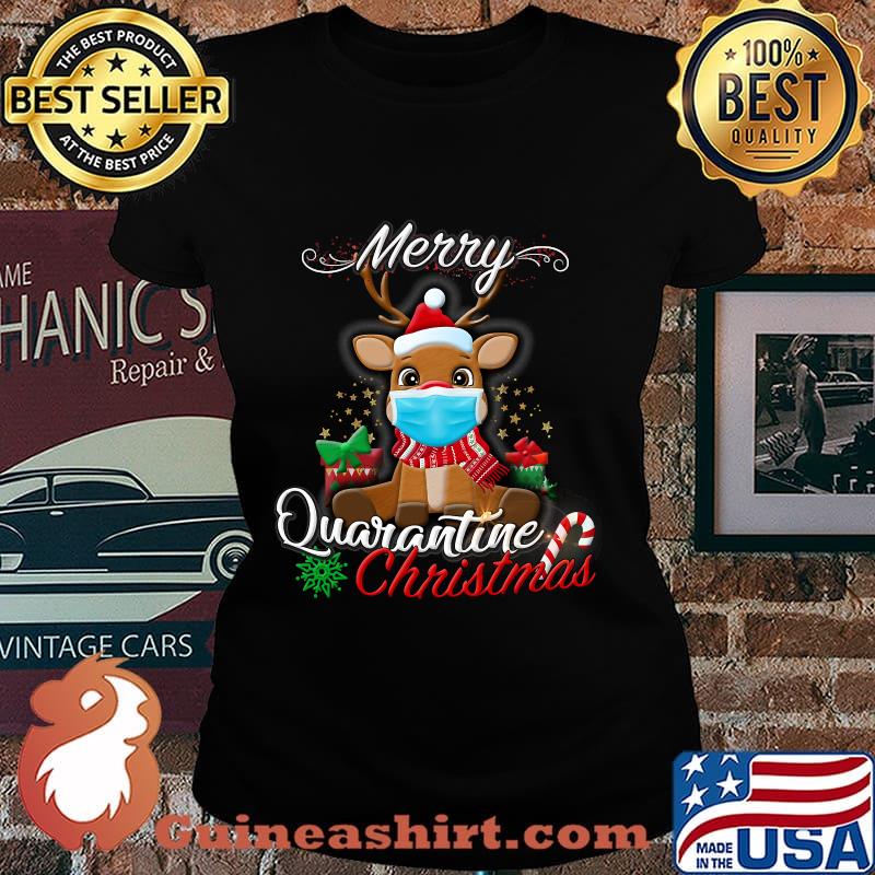 Rudolph Reindeer Wear Face Mask Merry Quarantine Christmas 2020 Shirt Laides tee