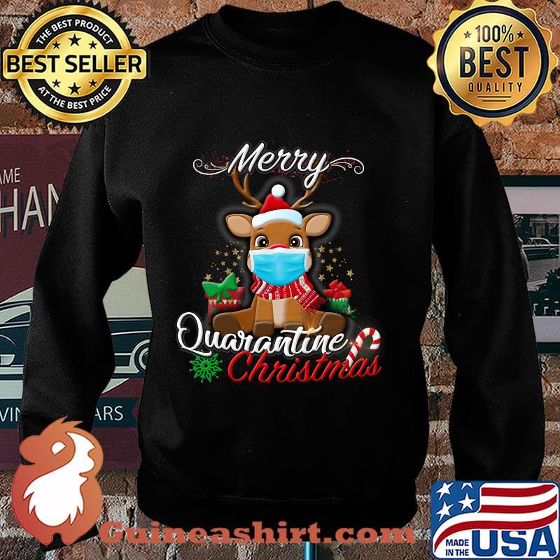 Rudolph Reindeer Wear Face Mask Merry Quarantine Christmas 2020 Shirt Sweater