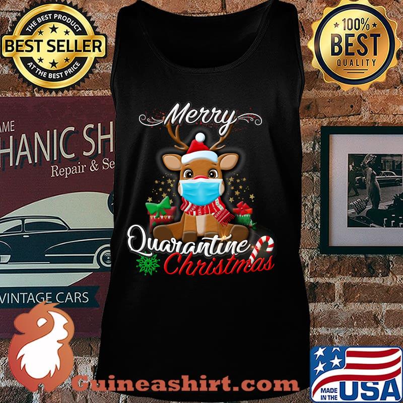 Rudolph Reindeer Wear Face Mask Merry Quarantine Christmas 2020 Shirt Tank top