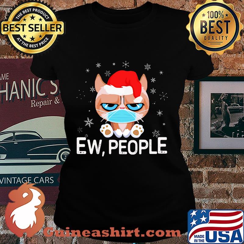 Santa Cat Face Mask Ew People Christmas Shirt Laides tee