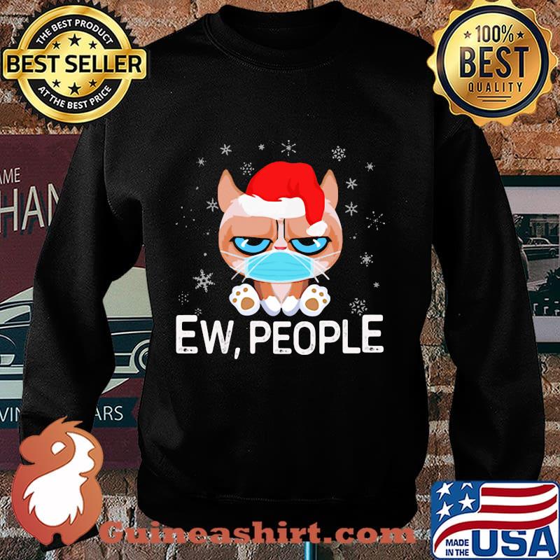 Santa Cat Face Mask Ew People Christmas Shirt Sweater