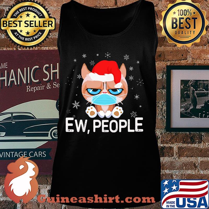 Santa Cat Face Mask Ew People Christmas Shirt Tank top