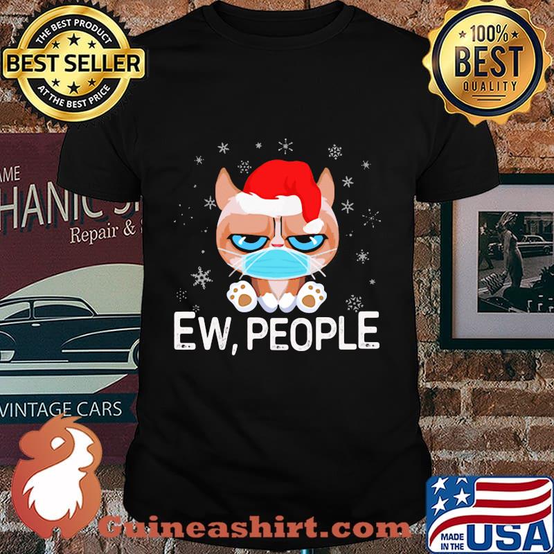 Santa Cat Face Mask Ew People Christmas Shirt