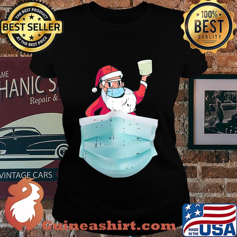 Santa Quarantine Wear Face Mask Toilet Paper Christmas Shirt Laides tee