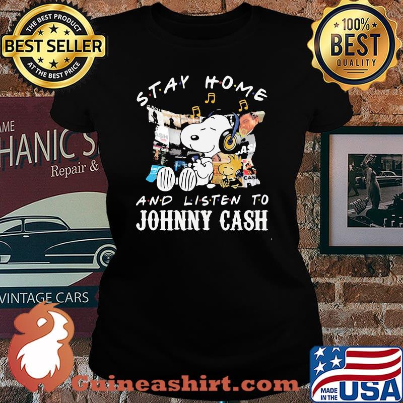 Snoopy and woodstock stay home and listen to johnny cash s Laides tee