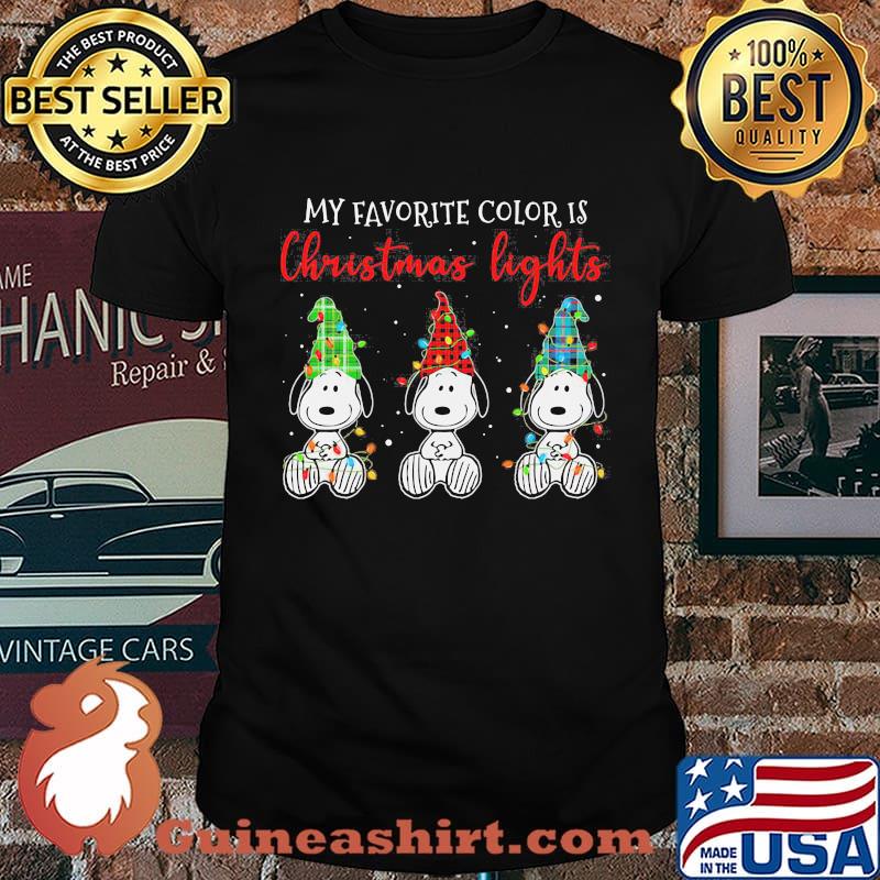 Snoopy my favorite color is merry christmas lights shirt
