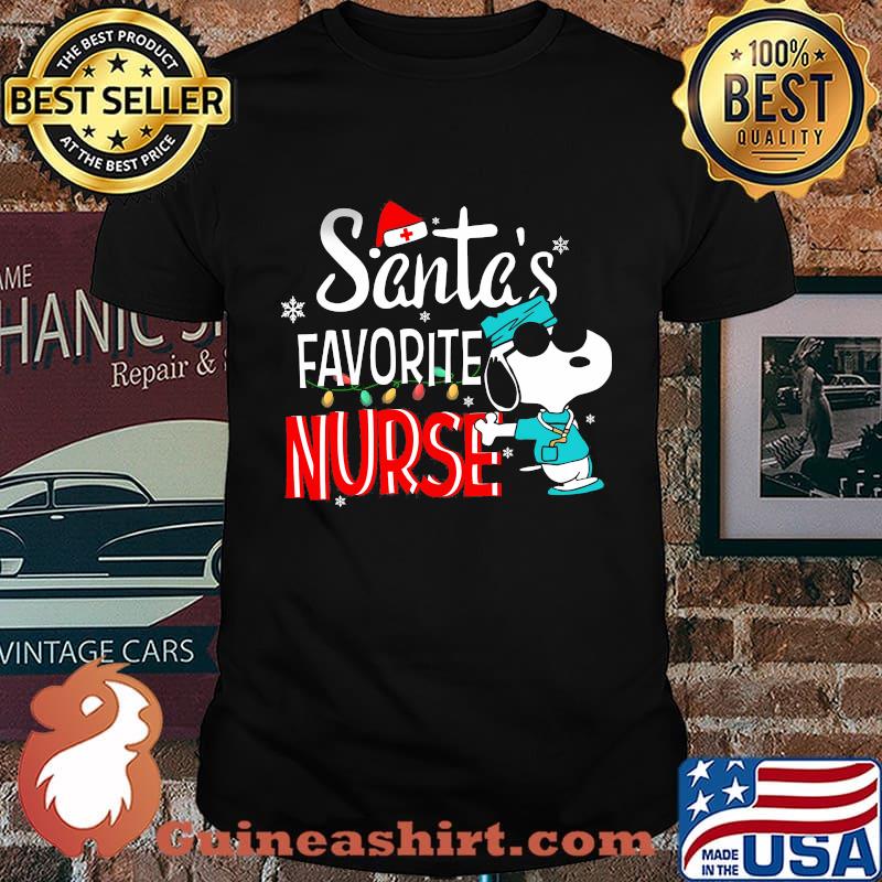 Snoopy santa's favorite nurse lights shirt