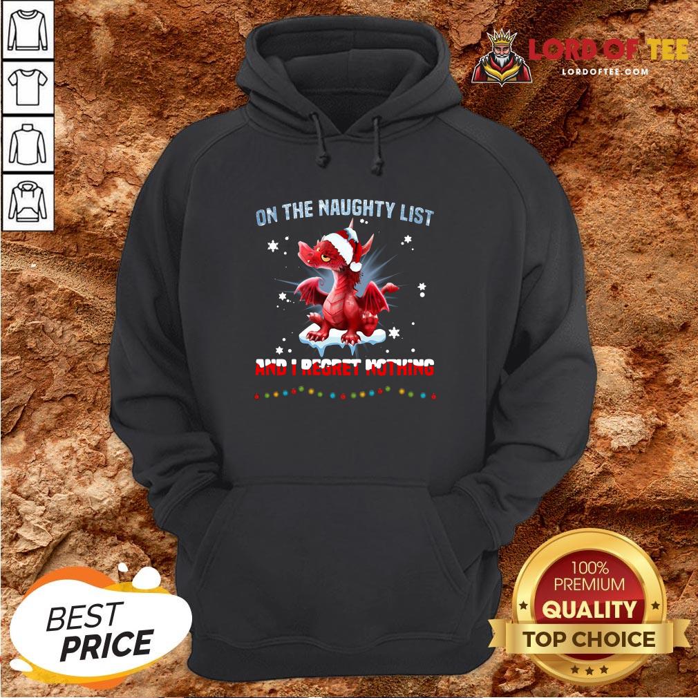 Top Santa Dragon On The Naughty List And I Regret Nothing Christmas Shirt - Image 2