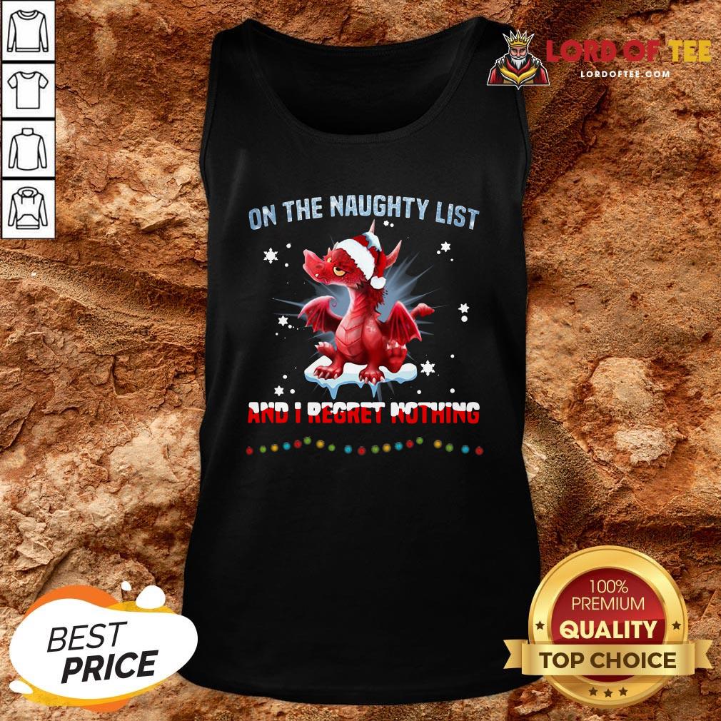Top Santa Dragon On The Naughty List And I Regret Nothing Christmas Shirt - Image 4
