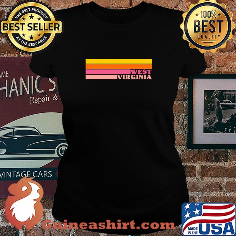 West Virginia Colorful 70s Style Retro Stripes Shirt Laides tee