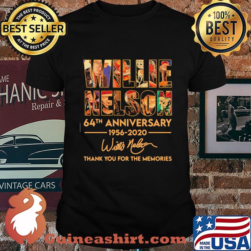 Willie nelson 64th anniversary 1956 2020 thank you for the memories signature shirt