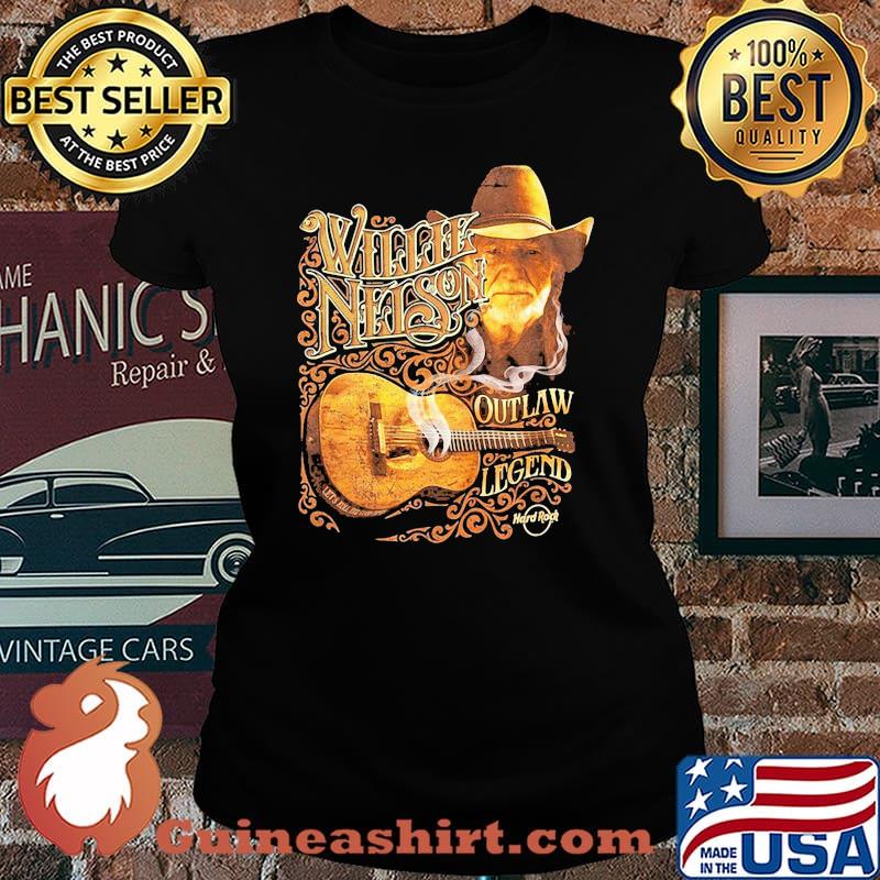 Willie nelson play guitar outlaw legend hard rock s Laides tee