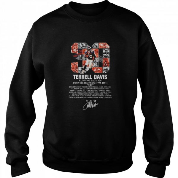 30 Terrell Davis running back Denver Broncos 1995-2001 signature shirt - Image 4