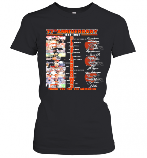 77Th Anniversary 1944 2021 Cleveland Browns Thank You For The Memories Signature T-Shirt Classic Mens T-shirt - Image 3
