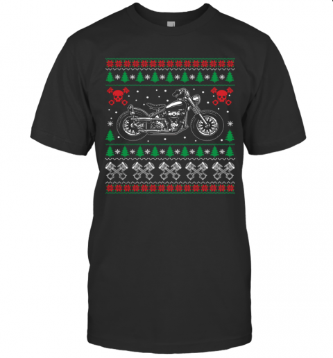 American Motorcycle Cool Biker Ugly Christmas Sweater Gift Motorcross Motorcycle Biker Christmas T-Shirt Classic Mens T-shirt