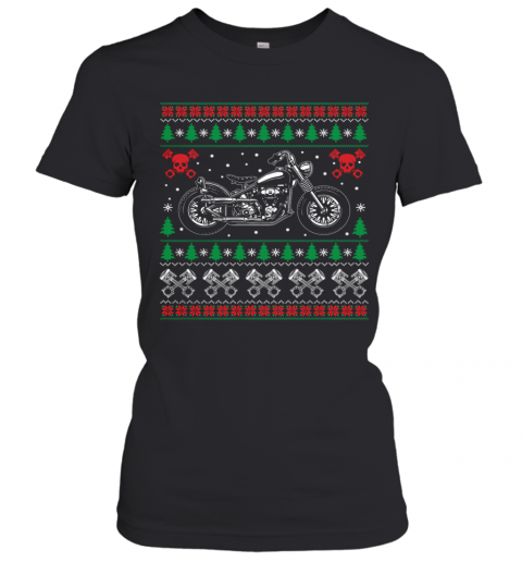 American Motorcycle Cool Biker Ugly Christmas Sweater Gift Motorcross Motorcycle Biker Christmas T-Shirt Classic Mens T-shirt - Image 3