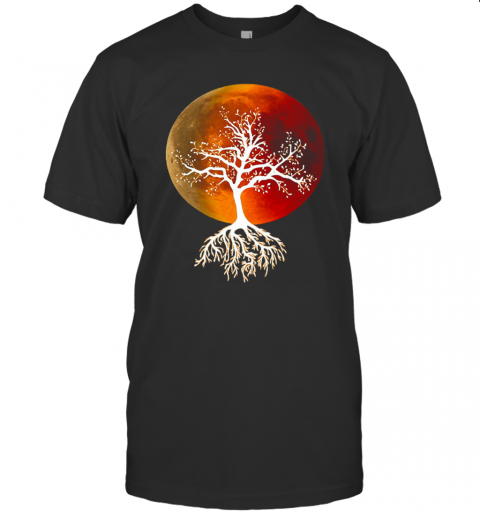 Blood Moon With Tree Moon Lunar Eclipse Moonlight Full Moon T-Shirt Classic Mens T-shirt