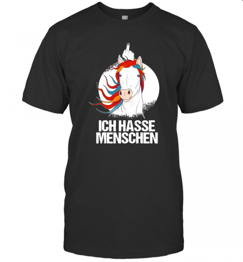 Ich Hasse Menschen Mittelfinger Cooles Horse T-Shirt Classic Mens T-shirt