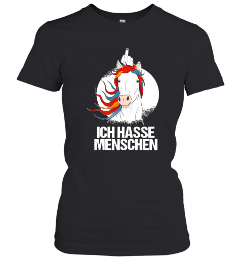 Ich Hasse Menschen Mittelfinger Cooles Horse T-Shirt Classic Mens T-shirt - Image 3