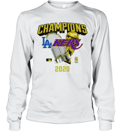 Los Angeles Dodgers Lakers 2020 World Champions Trophies T-Shirt Classic Mens T-shirt - Image 4