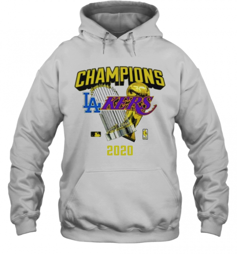Los Angeles Dodgers Lakers 2020 World Champions Trophies T-Shirt Classic Mens T-shirt - Image 6