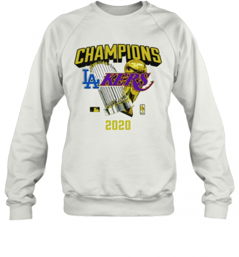 Los Angeles Dodgers Lakers 2020 World Champions Trophies T-Shirt Classic Mens T-shirt - Image 5