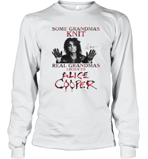 Some Grandmas Knit Real Grandmas Listen To Alice Cooper T-Shirt Classic Mens T-shirt - Image 4