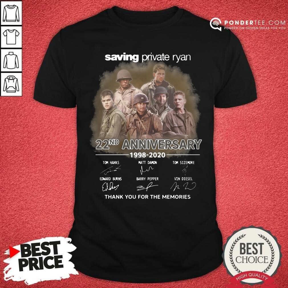 Top Saving Private Ryan 22nd Anniversary 1988 2020 Thank You For The Memories Signatures Shirt