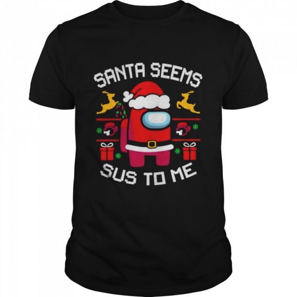 Among us santa seems sus to me merry christmas 2021 Classic Mens T-shirt - Image 2