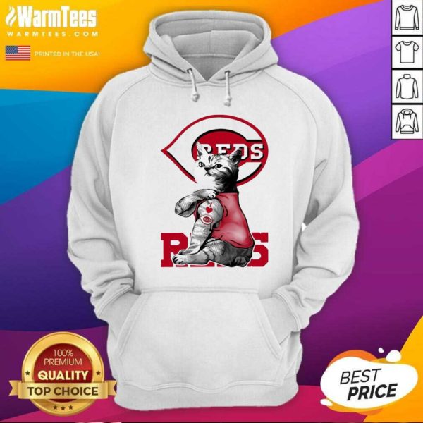 Awesome Tattoo Cat I Love Cincinnati Reds Shirt - Image 2