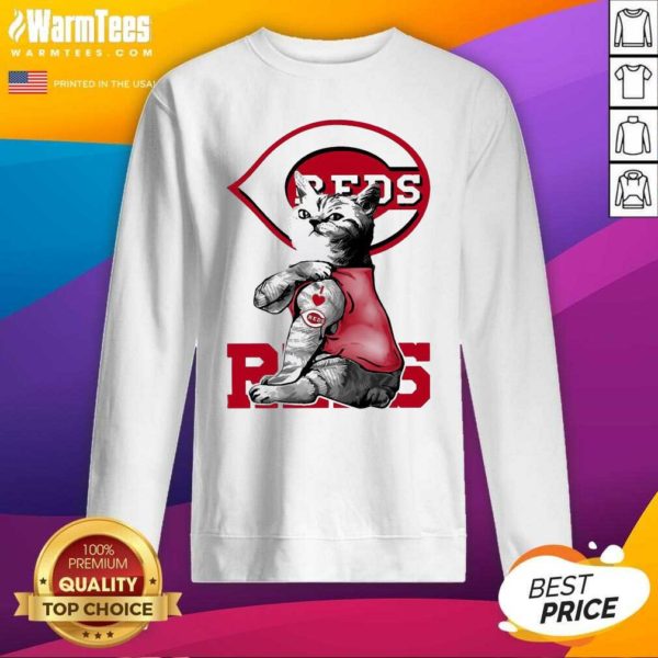 Awesome Tattoo Cat I Love Cincinnati Reds Shirt - Image 3