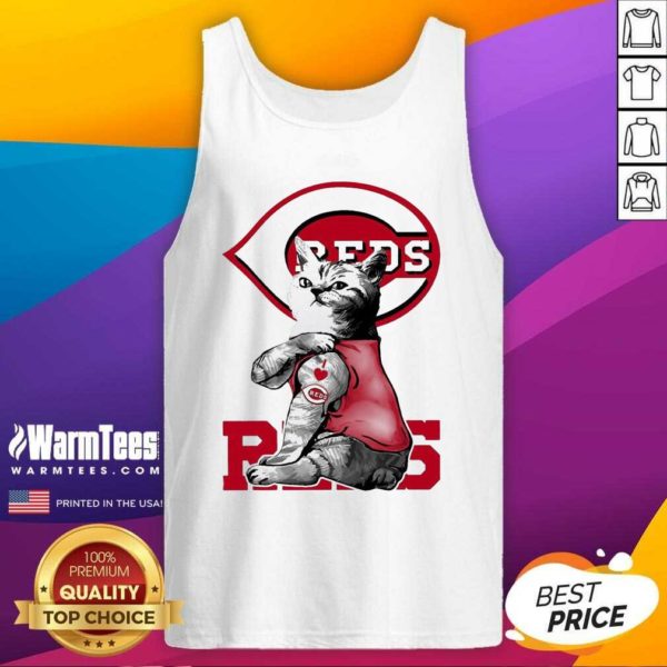 Awesome Tattoo Cat I Love Cincinnati Reds Shirt - Image 4