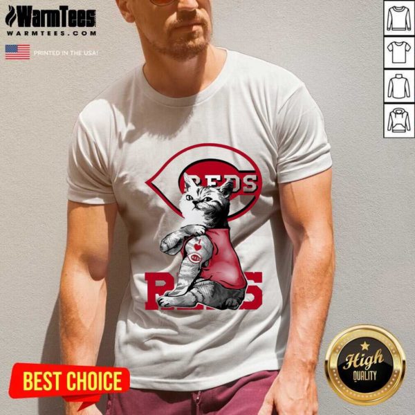 Awesome Tattoo Cat I Love Cincinnati Reds Shirt - Image 5