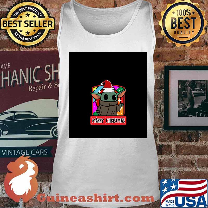 Baby Yoda Rainbow Marry Christmas Shirt Tank top