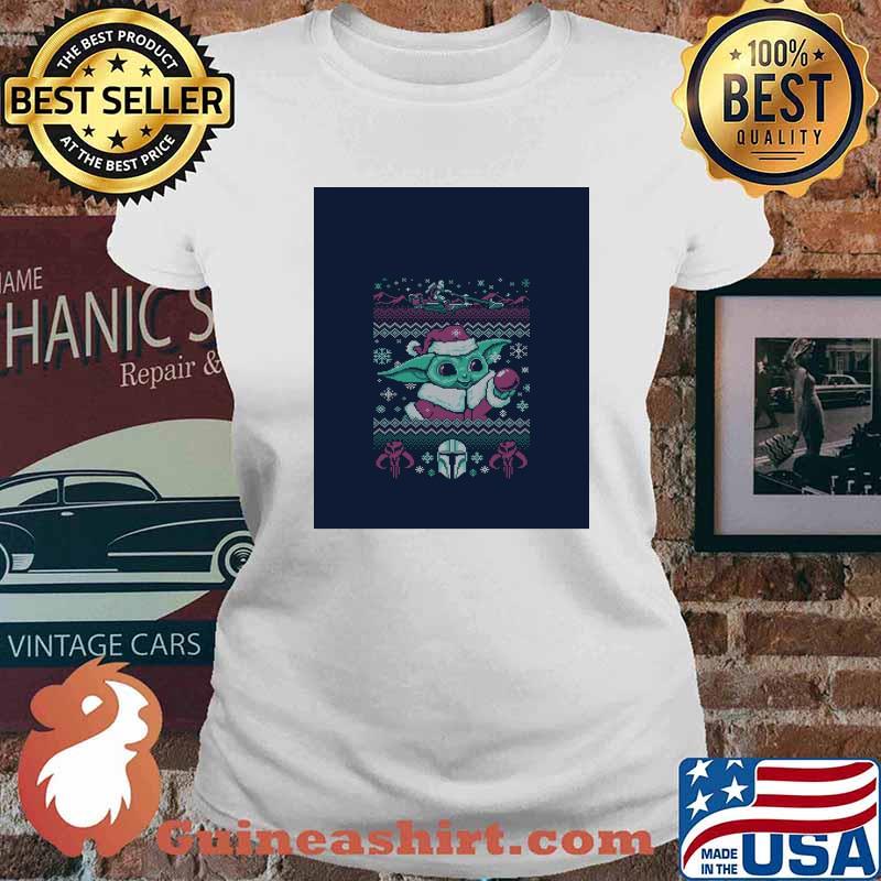 Baby Yoda Wear Hat Santa Clause Christmas Shirt Ladies tee