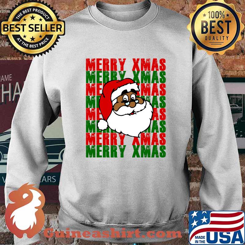 Black African American Santa Merry Xmas Shirt Sweater