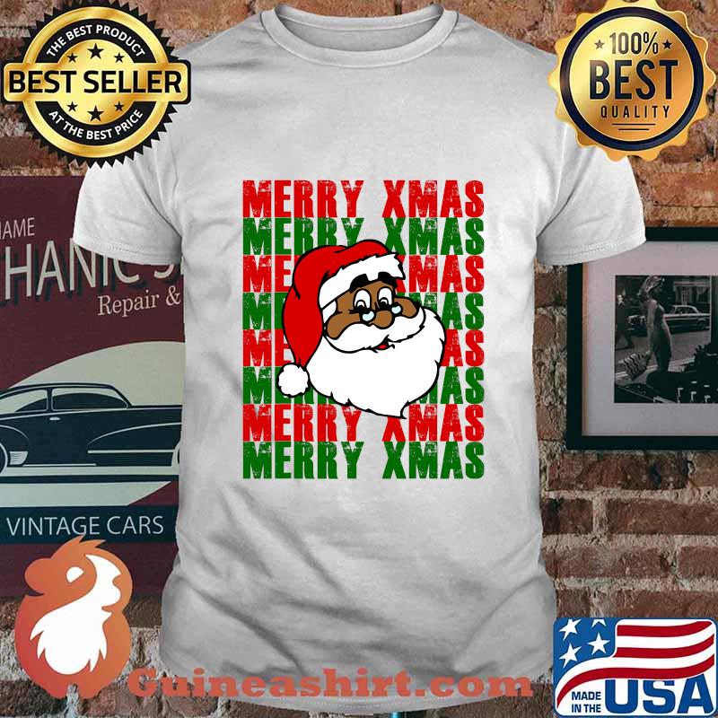 Black African American Santa Merry Xmas Shirt