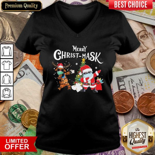 Cute Merry Christmask Santa Clause Reindeer Wear Mask Toilet Paper Shirt - Image 3