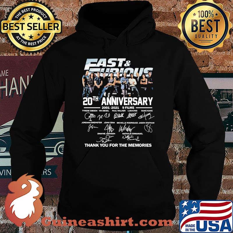 Fast And Furious 20th Anniversary 2001 2021 Thank You For The Memories Signuature Shirt Hoodie